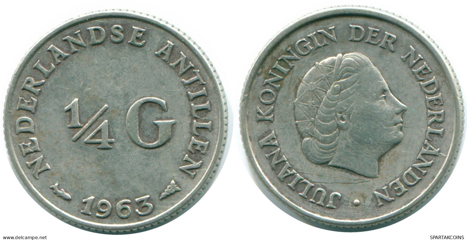1/4 GULDEN 1963 ANTILLAS NEERLANDESAS PLATA Colonial Moneda #NL11206.4.E.A - Nederlandse Antillen