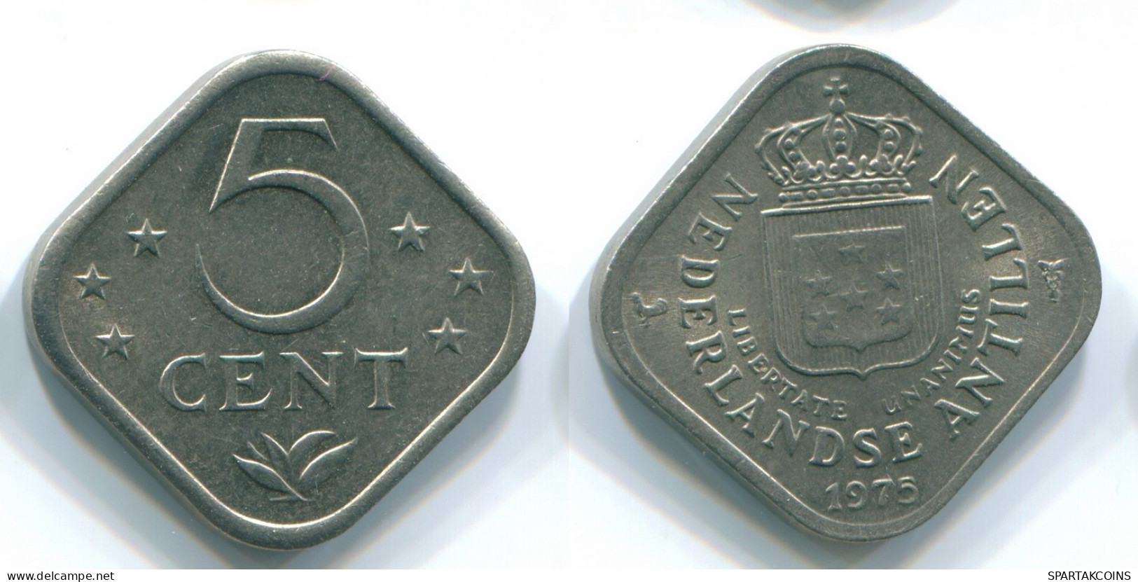 5 CENTS 1975 NIEDERLÄNDISCHE ANTILLEN Nickel Koloniale Münze #S12254.D.A - Niederländische Antillen