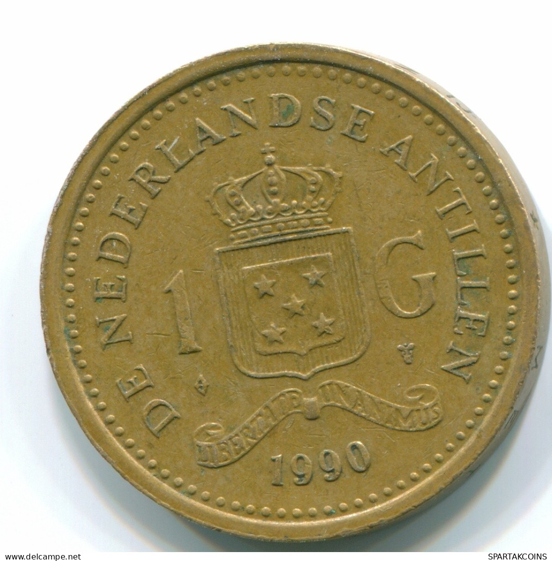 1 GULDEN 1990 ANTILLAS NEERLANDESAS Aureate Steel Colonial Moneda #S12111.E.A - Netherlands Antilles