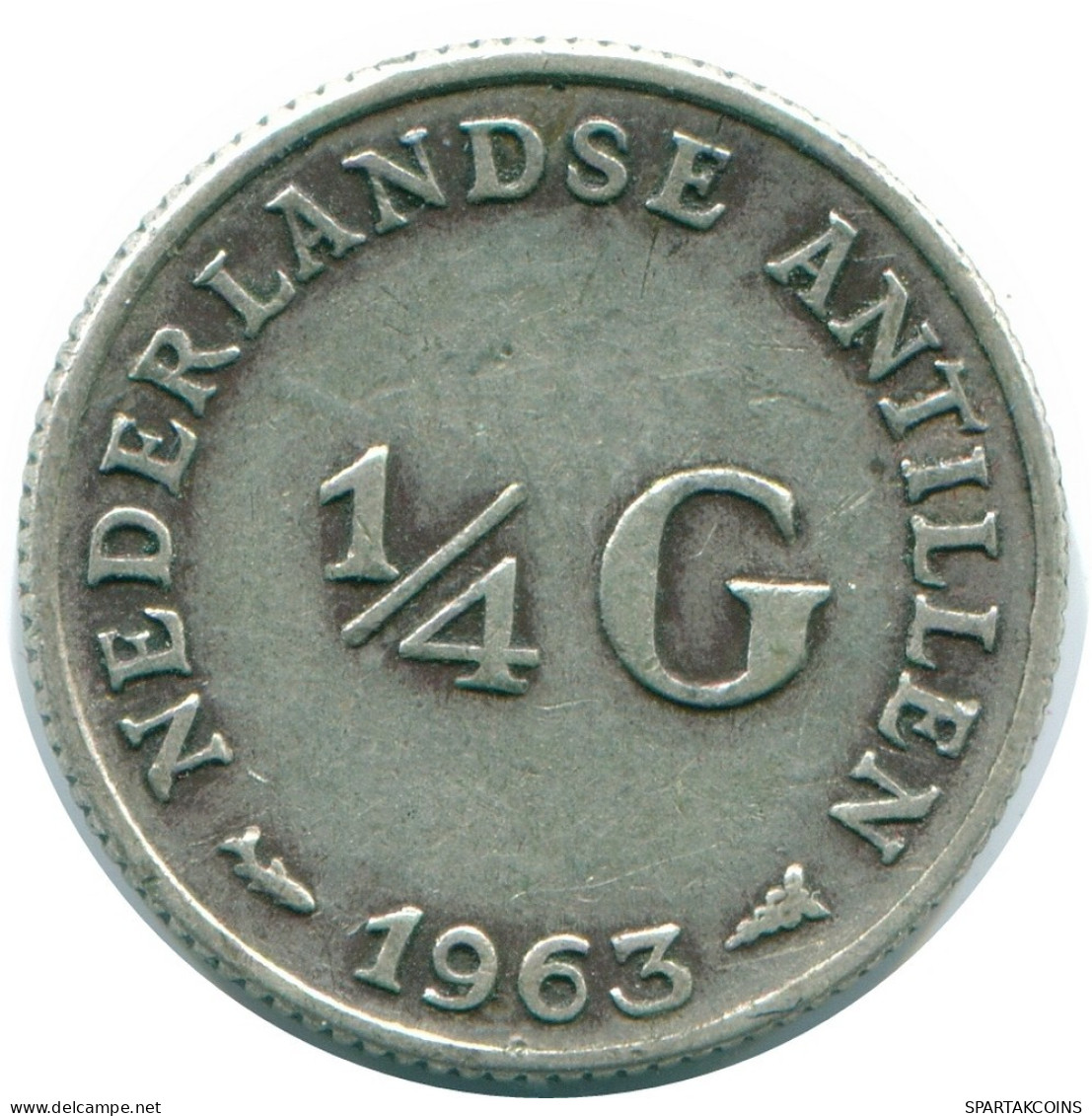 1/4 GULDEN 1963 NIEDERLÄNDISCHE ANTILLEN SILBER Koloniale Münze #NL11261.4.D.A - Niederländische Antillen