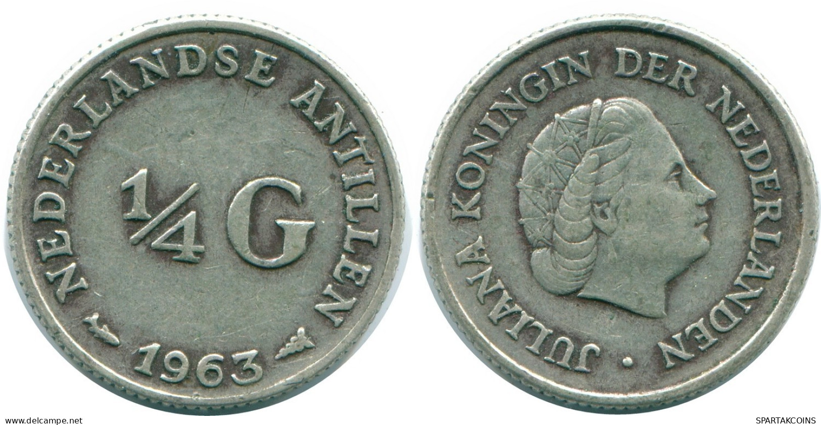 1/4 GULDEN 1963 NIEDERLÄNDISCHE ANTILLEN SILBER Koloniale Münze #NL11261.4.D.A - Netherlands Antilles