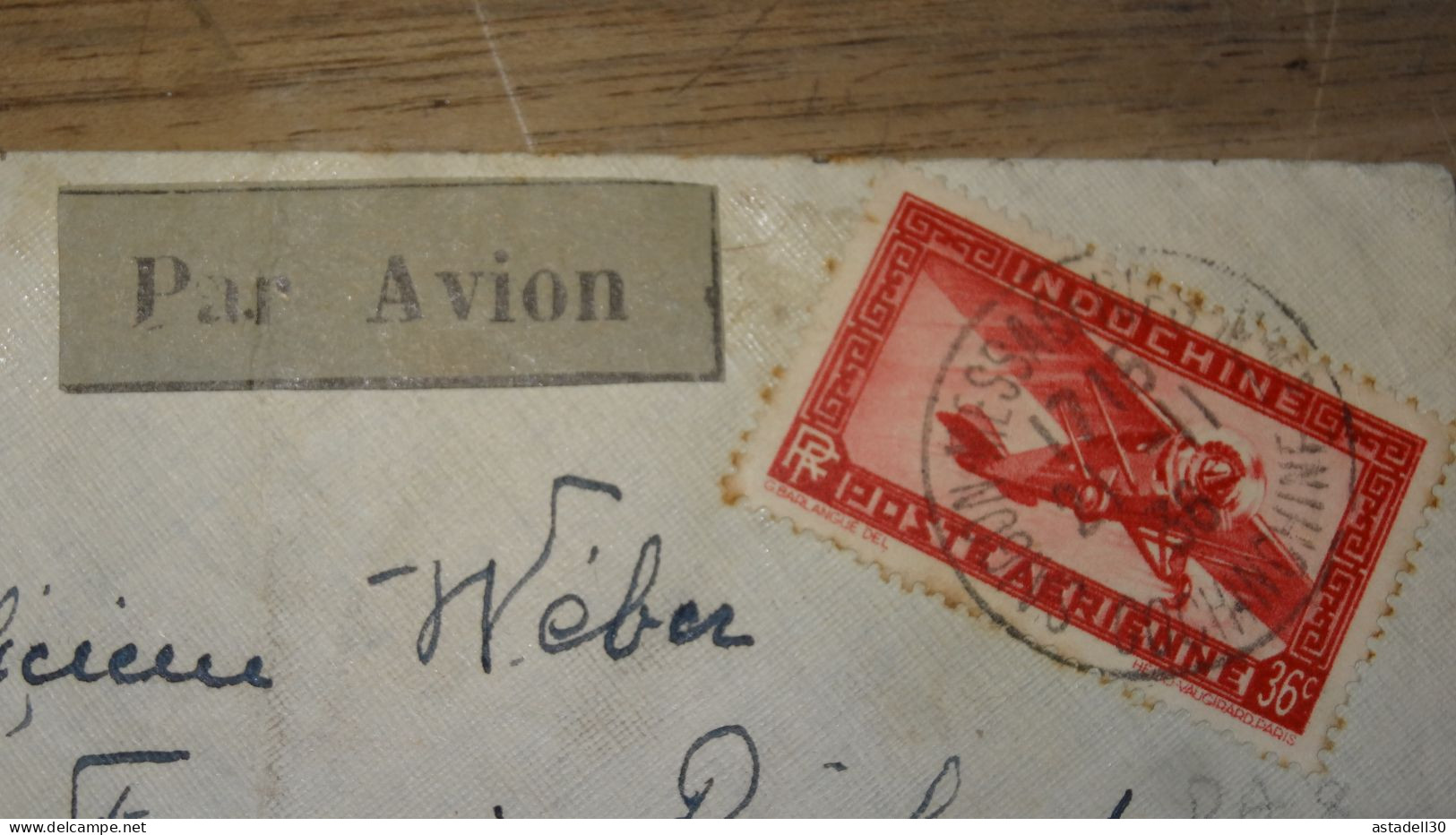 Enveloppe Indochine, Avion Saigon   1936   ......... Boite1 ...... 240424-45 - Brieven En Documenten