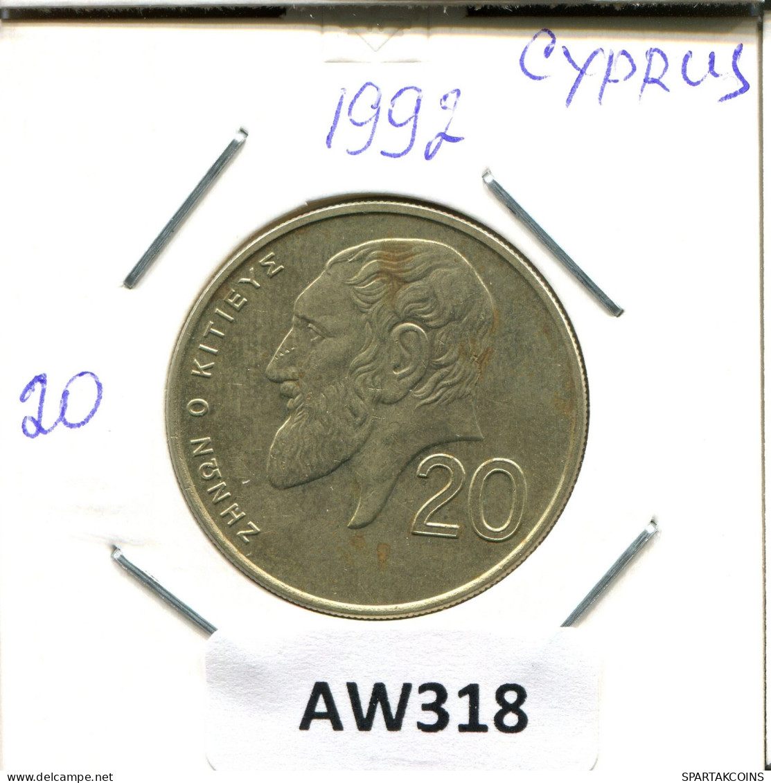 20 CENTS 1992 CYPRUS Coin #AW318.U.A - Zypern
