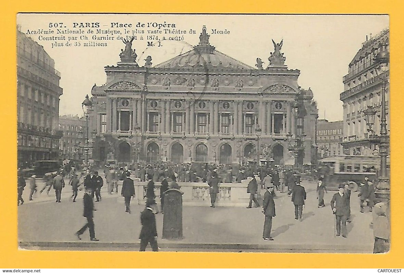 CPA PARIS - Place De L OPERA 1918  ( Dos Cachet HOPITAL JANSON De SAILLY N°117 ) - Plazas