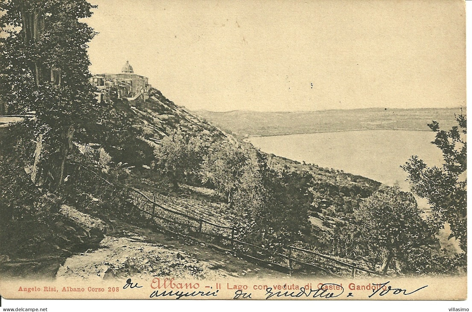 ROMA - ALBANO - IL LAGO CON VEDUTA DI CASTEL GANDOLFO - VG. 1905 - Multi-vues, Vues Panoramiques