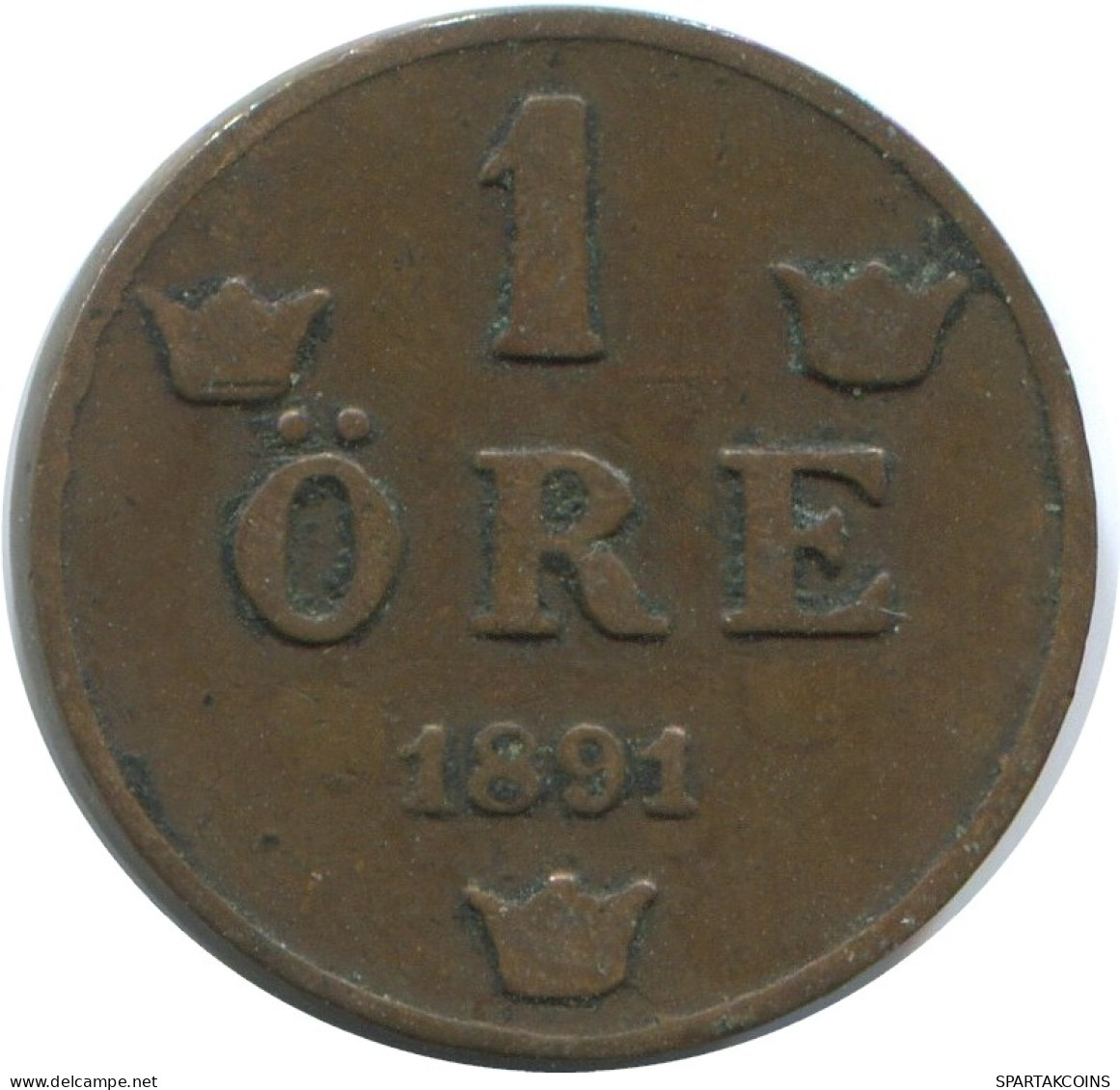 1 ORE 1891 SCHWEDEN SWEDEN Münze #AD383.2.D.A - Suède