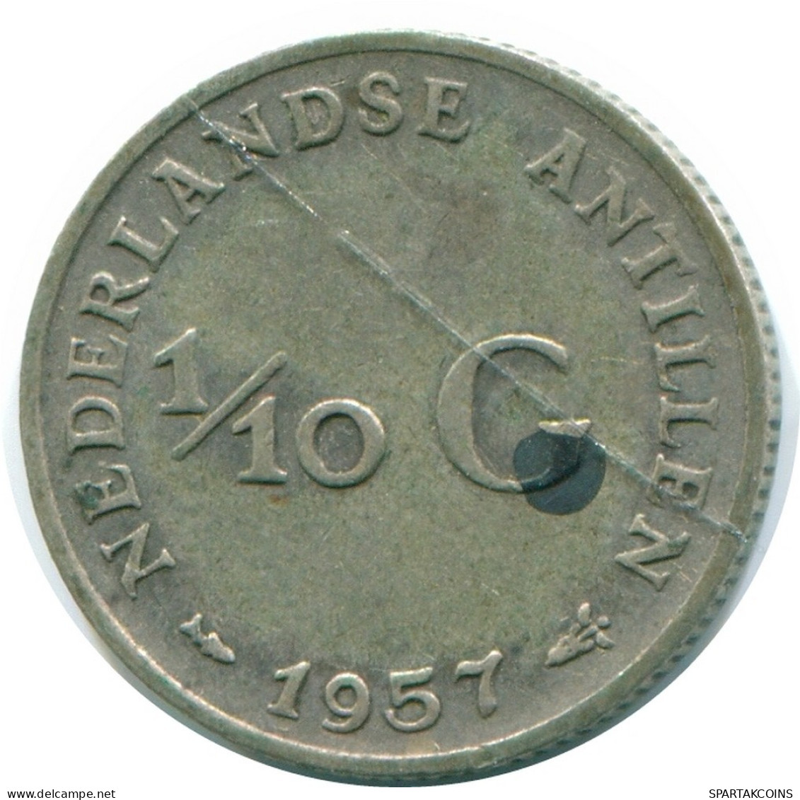 1/10 GULDEN 1957 NIEDERLÄNDISCHE ANTILLEN SILBER Koloniale Münze #NL12148.3.D.A - Niederländische Antillen