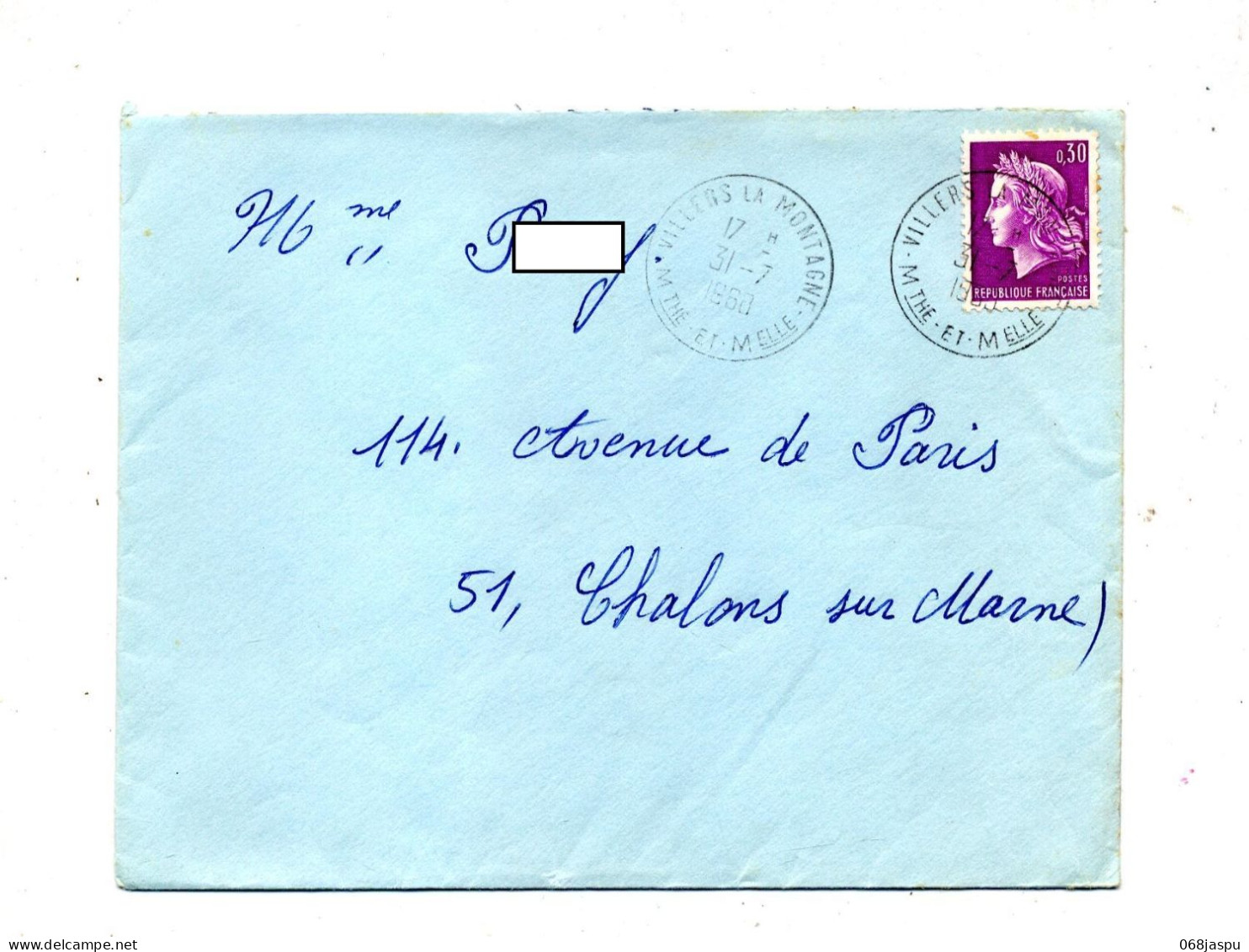 Lettre Flamme Cachet Villers La Montagne Sur Cheffer - Manual Postmarks