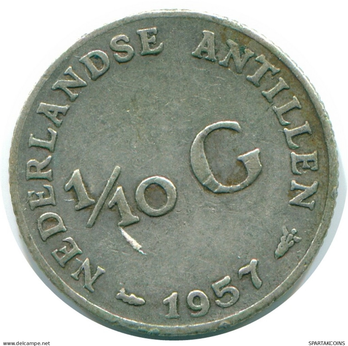 1/10 GULDEN 1957 NIEDERLÄNDISCHE ANTILLEN SILBER Koloniale Münze #NL12164.3.D.A - Nederlandse Antillen