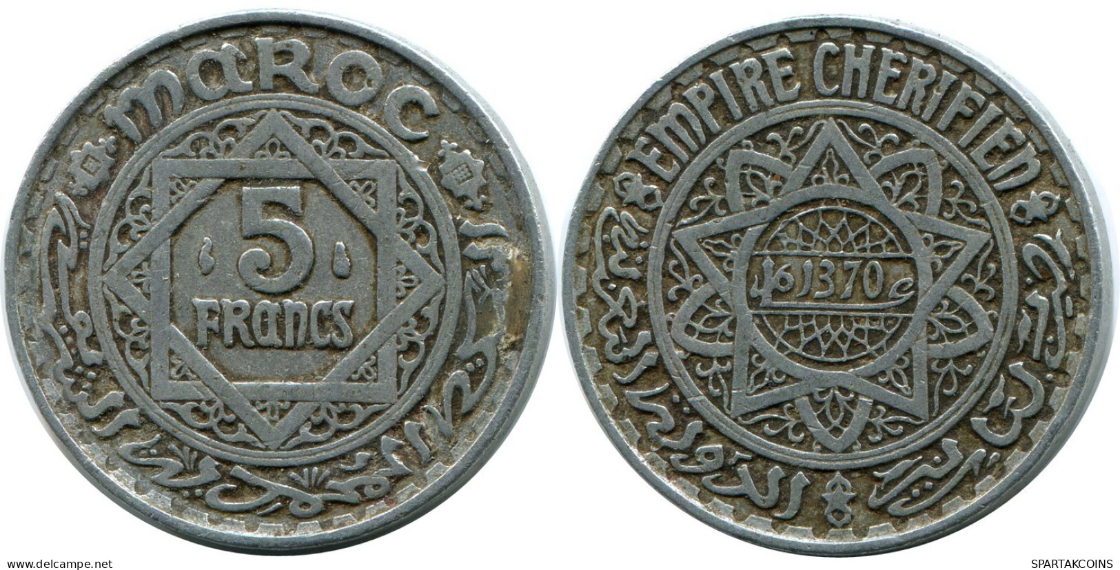 5 FRANCS 1950 MOROCCO Coin #AP256.U.A - Marokko