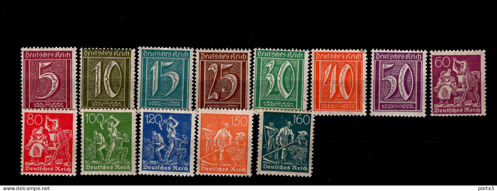 Deutsches Reich 158 - 170 Ziffern Ud Pflüger MNH Postfrisch ** Neuf - Unused Stamps