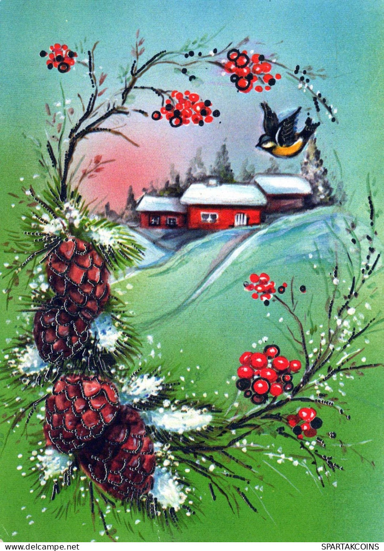 Bonne Année Noël Vintage Carte Postale CPSM #PAT818.A - Nouvel An