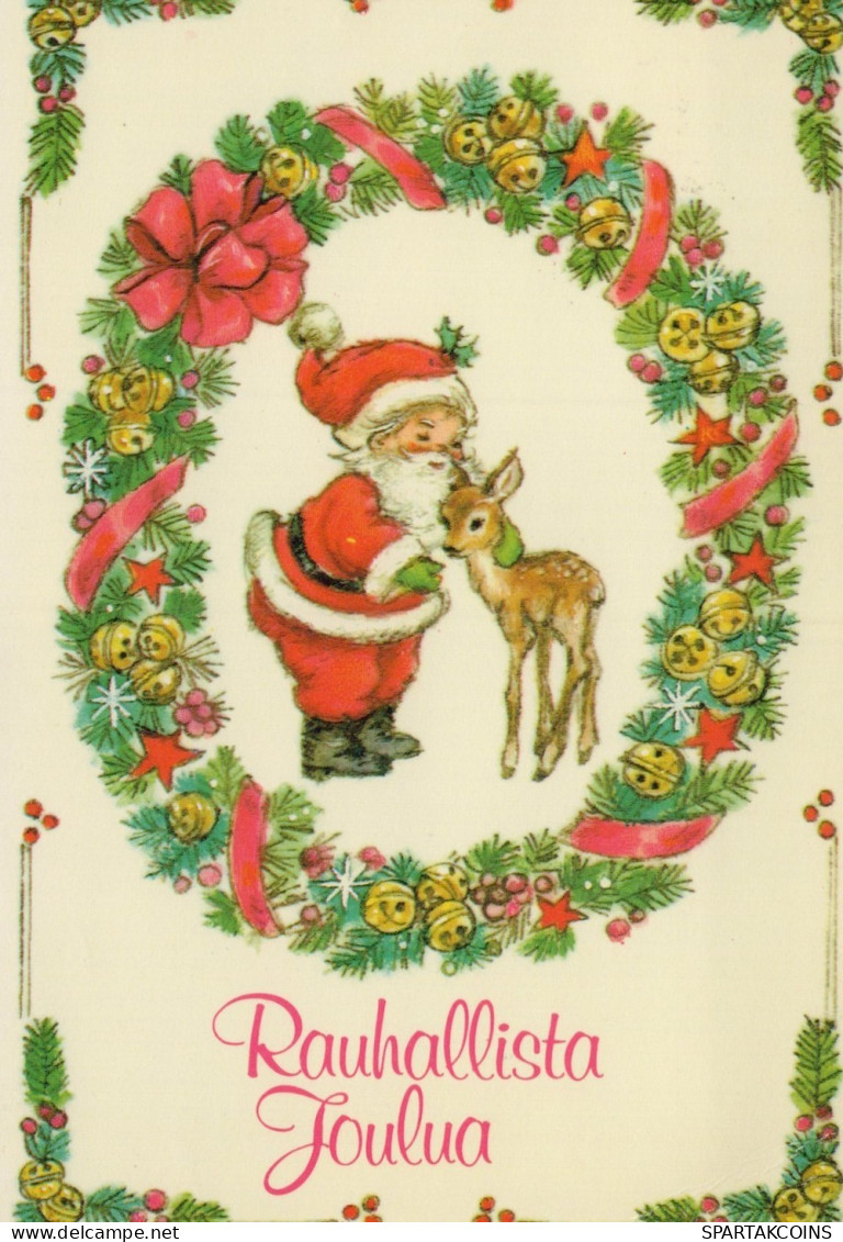 PAPÁ NOEL Animales NAVIDAD Fiesta Vintage Tarjeta Postal CPSM #PAK505.A - Santa Claus