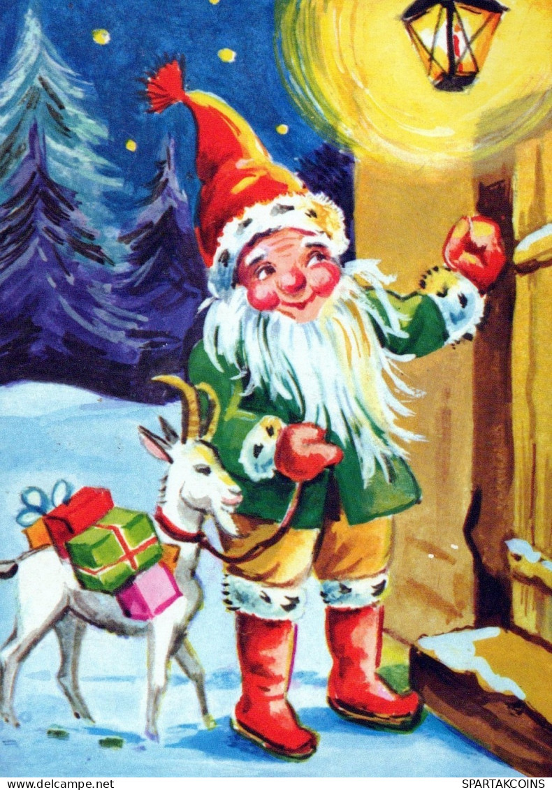 SANTA CLAUS ANIMALS CHRISTMAS Holidays Vintage Postcard CPSM #PAK464.A - Santa Claus