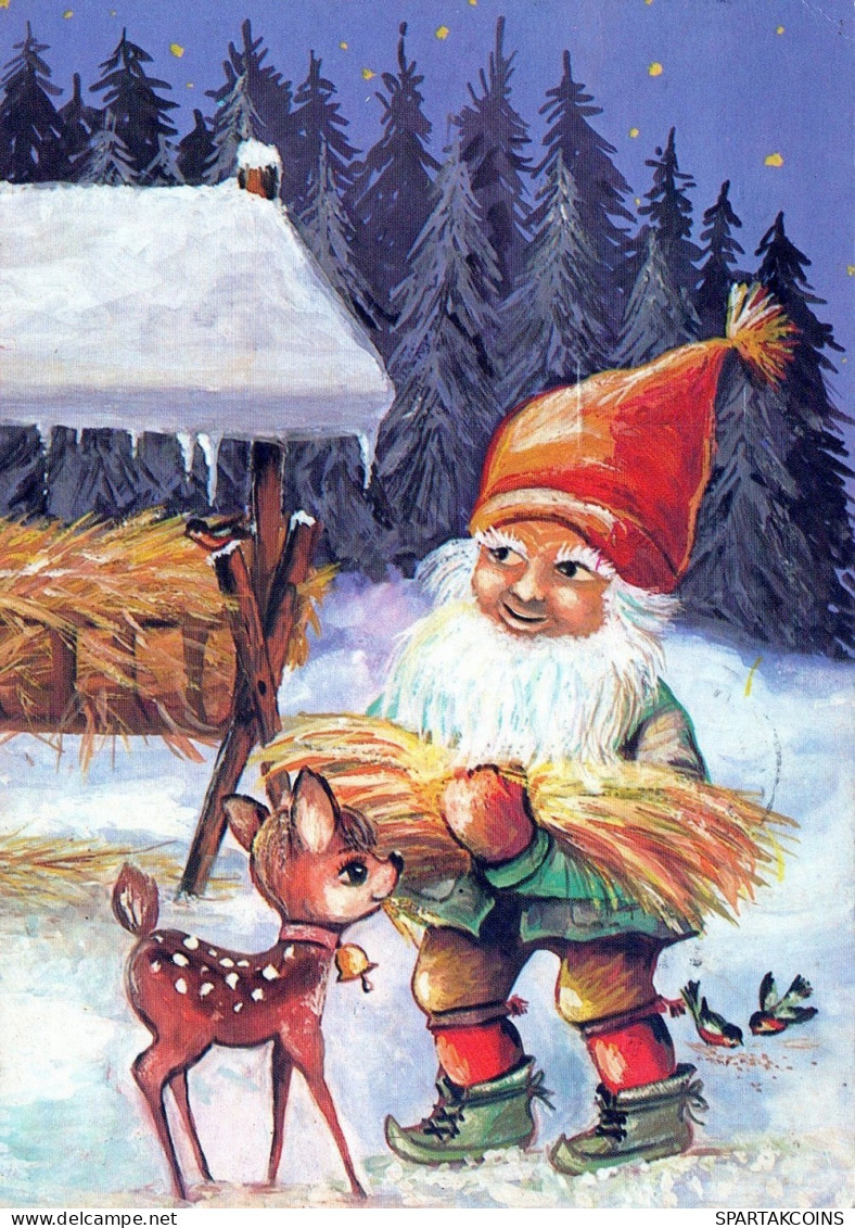 BABBO NATALE Animale Natale Vintage Cartolina CPSM #PAK461.A - Santa Claus
