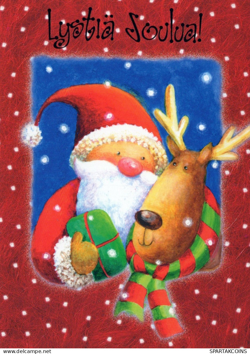 PÈRE NOËL Animaux NOËL Fêtes Voeux Vintage Carte Postale CPSM #PAK517.A - Santa Claus