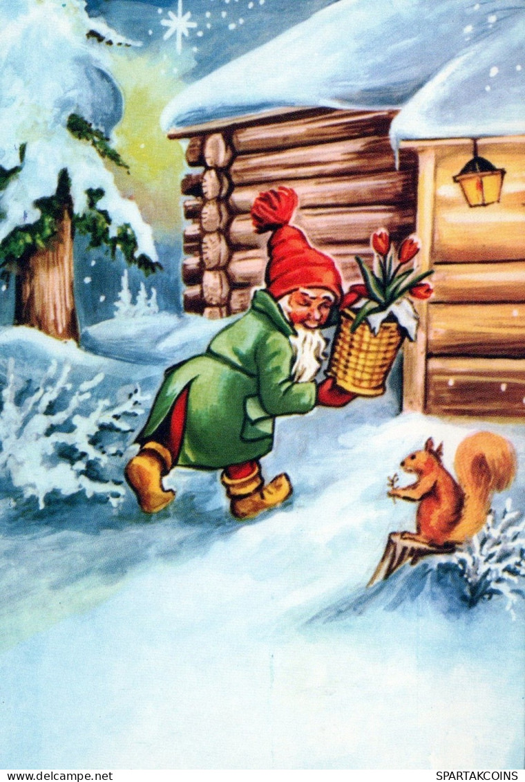 BABBO NATALE Animale Natale Vintage Cartolina CPSM #PAK456.A - Santa Claus