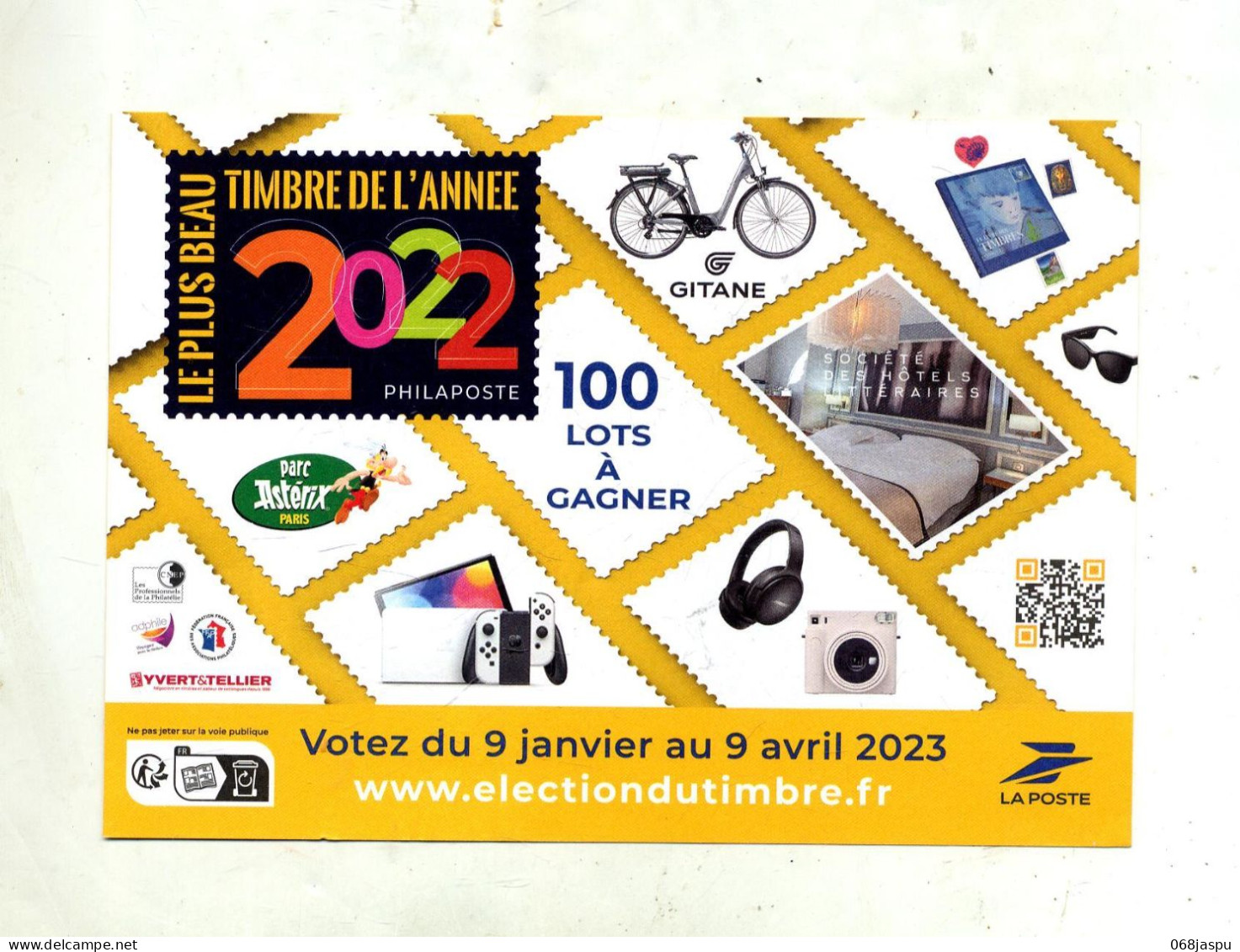Fliers Election Du Timbre Theme Velo Asterix - Documents Of Postal Services