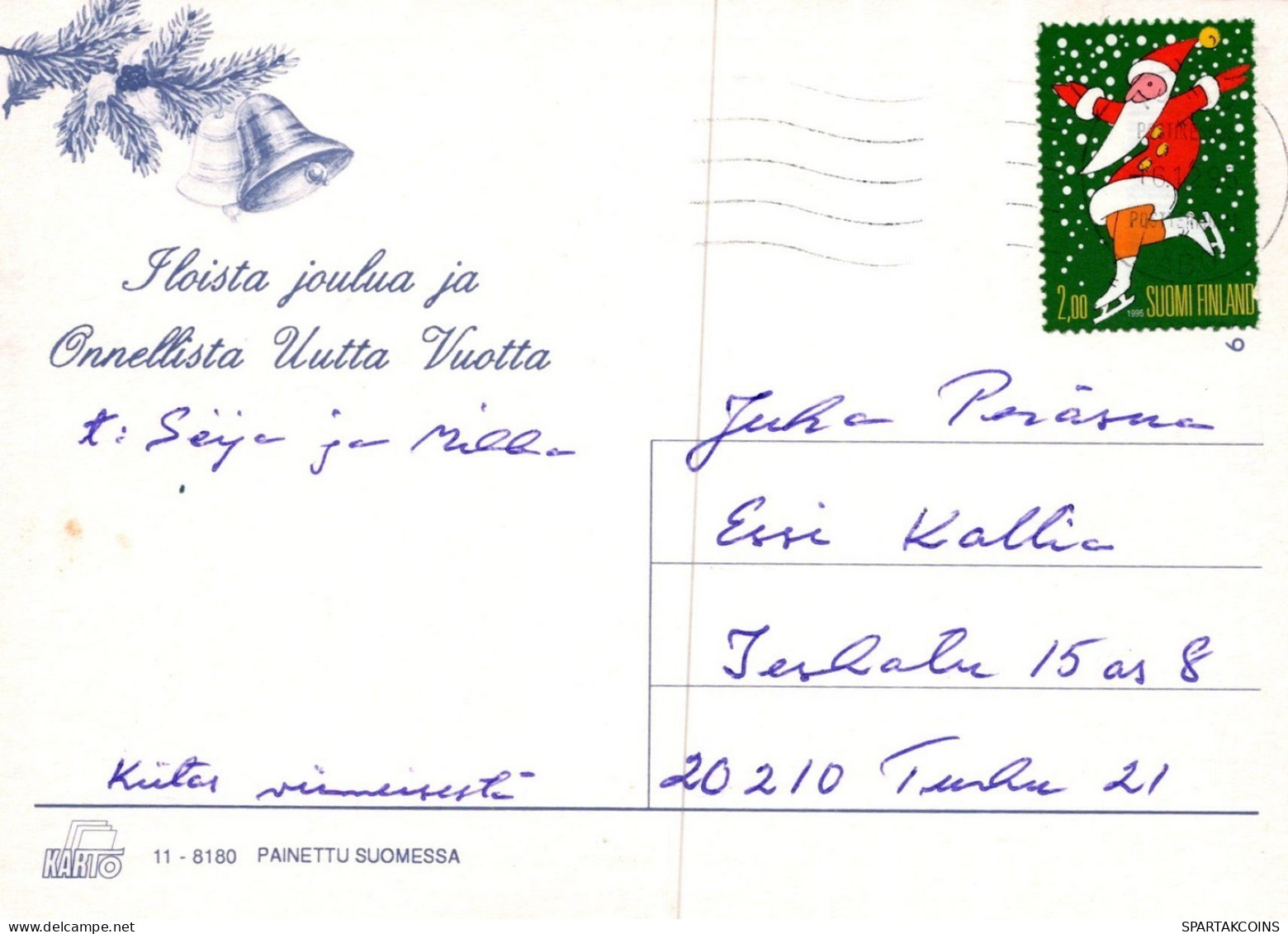 PAPÁ NOEL NIÑO NAVIDAD Fiesta Vintage Tarjeta Postal CPSM #PAK276.A - Santa Claus