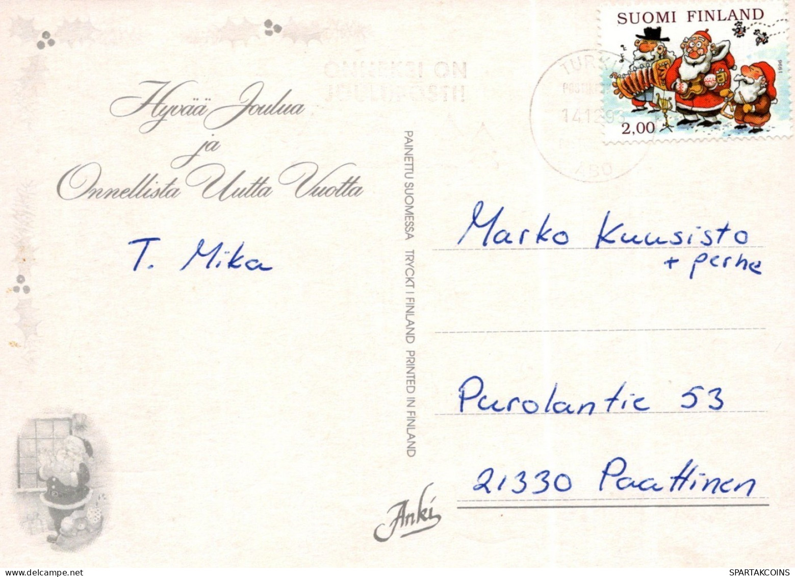 PAPÁ NOEL NAVIDAD Fiesta Vintage Tarjeta Postal CPSM #PAJ725.A - Santa Claus