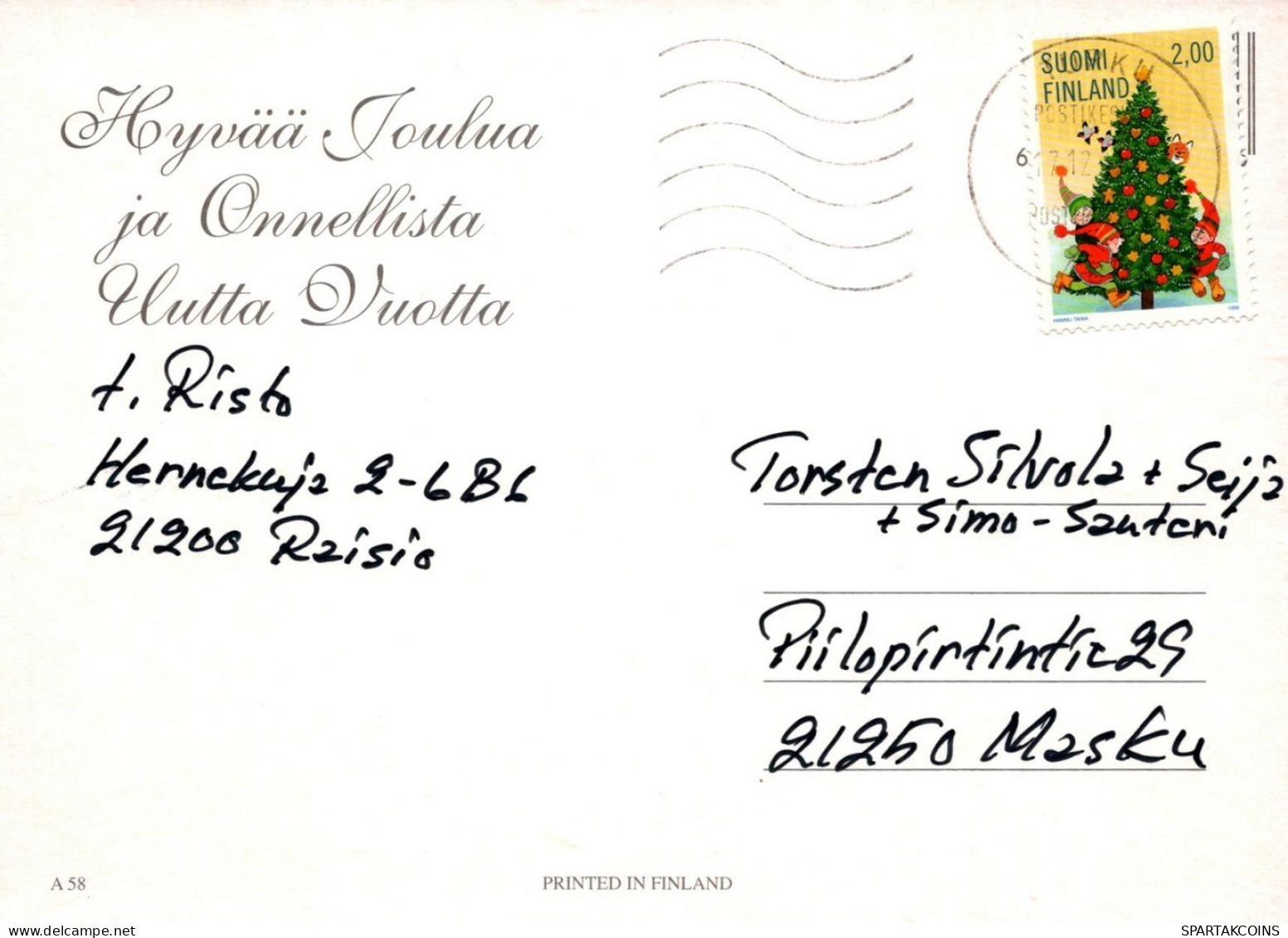 PÈRE NOËL NOËL Fêtes Voeux Vintage Carte Postale CPSM #PAJ586.A - Santa Claus