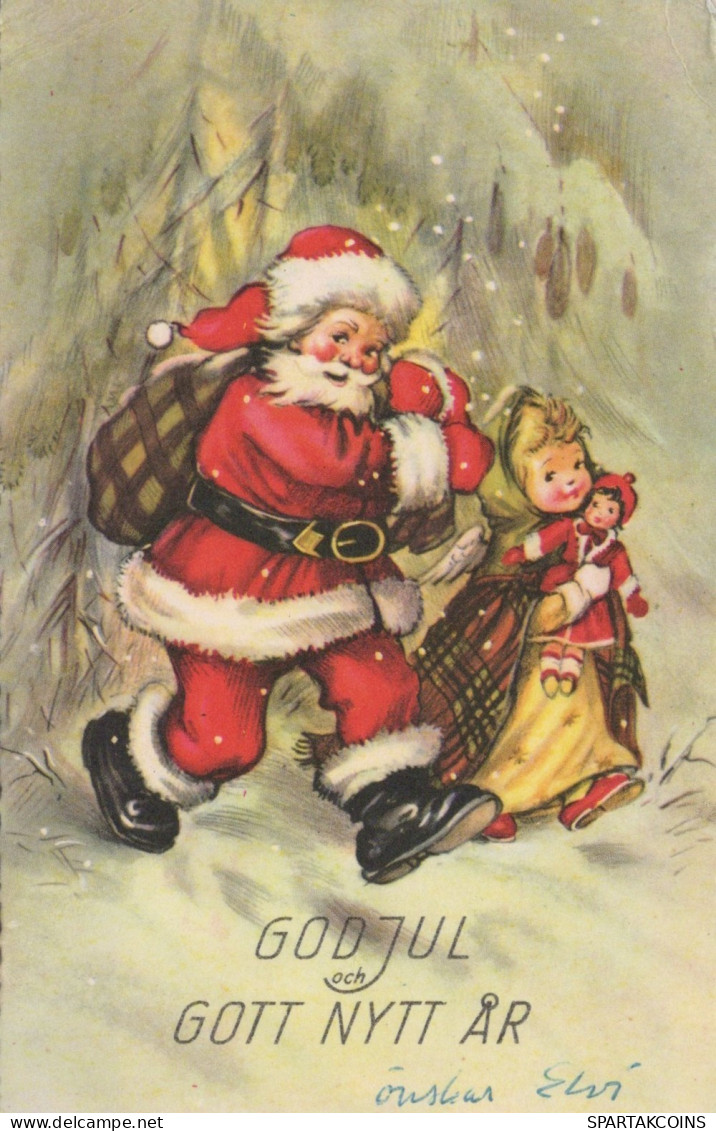 PÈRE NOËL NOËL Fêtes Voeux Vintage Carte Postale CPSMPF #PAJ419.A - Santa Claus