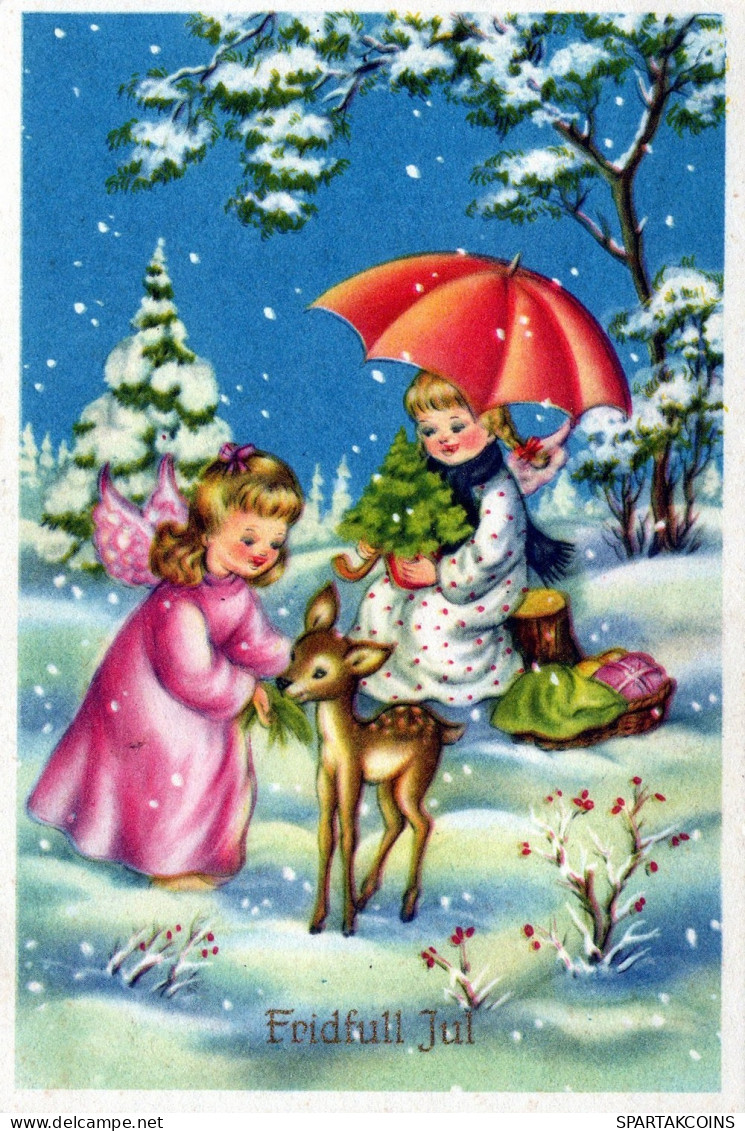 ENGEL WEIHNACHTSFERIEN Feiern & Feste Vintage Ansichtskarte Postkarte CPSM #PAH120.A - Engelen