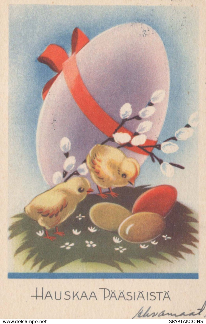 EASTER CHICKEN EGG Vintage Postcard CPA #PKE091.A - Ostern