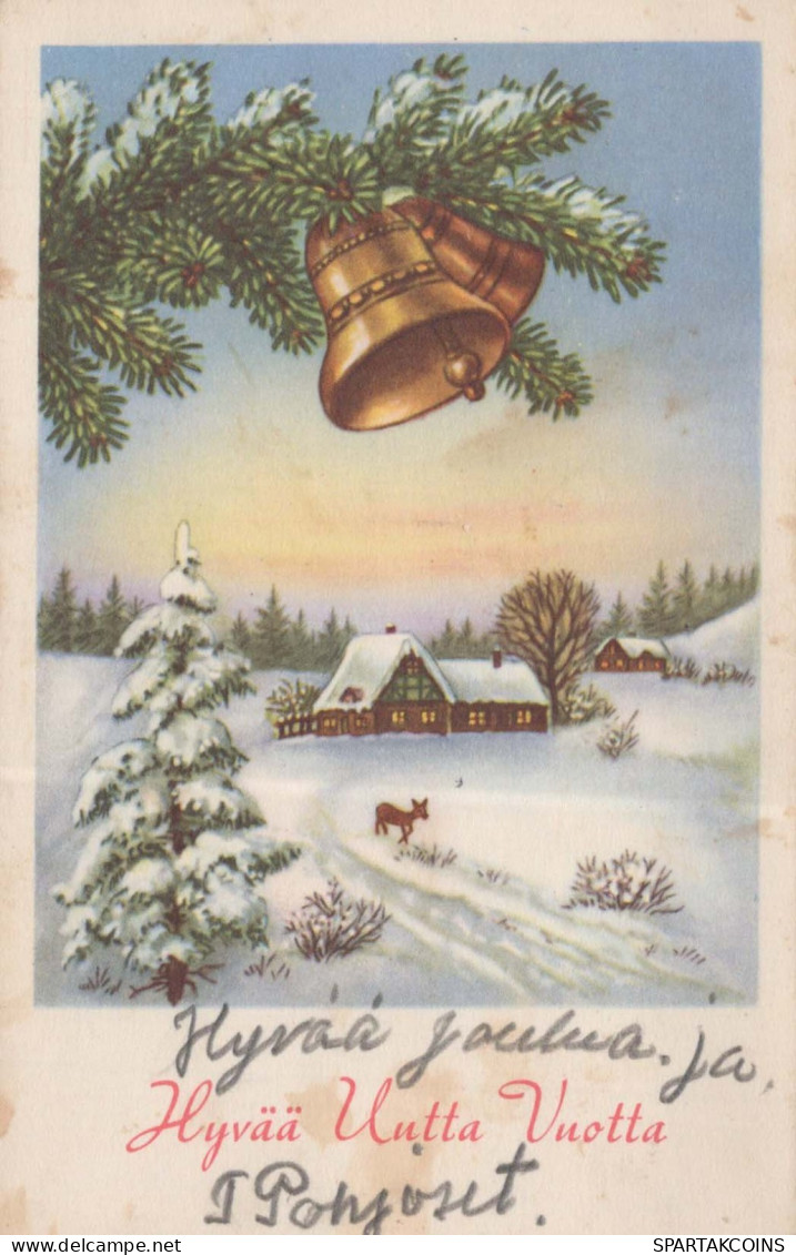 Buon Anno Natale BELL Vintage Cartolina CPSMPF #PKD697.A - Neujahr