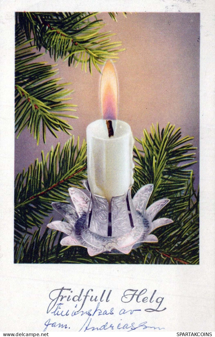 Neujahr Weihnachten KERZE Vintage Ansichtskarte Postkarte CPSMPF #PKD164.A - Neujahr