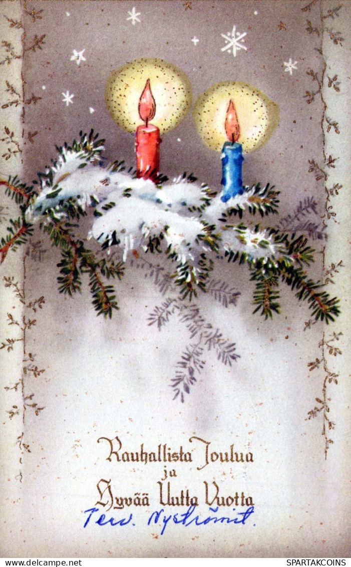 Neujahr Weihnachten KERZE Vintage Ansichtskarte Postkarte CPSMPF #PKD094.A - Neujahr