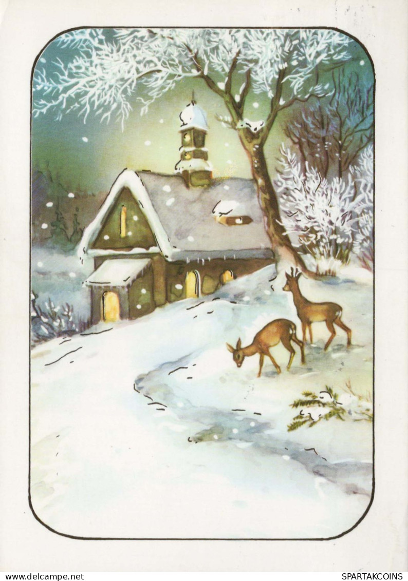 Neujahr Weihnachten HIRSCH Vintage Ansichtskarte Postkarte CPSM #PAU760.A - Neujahr