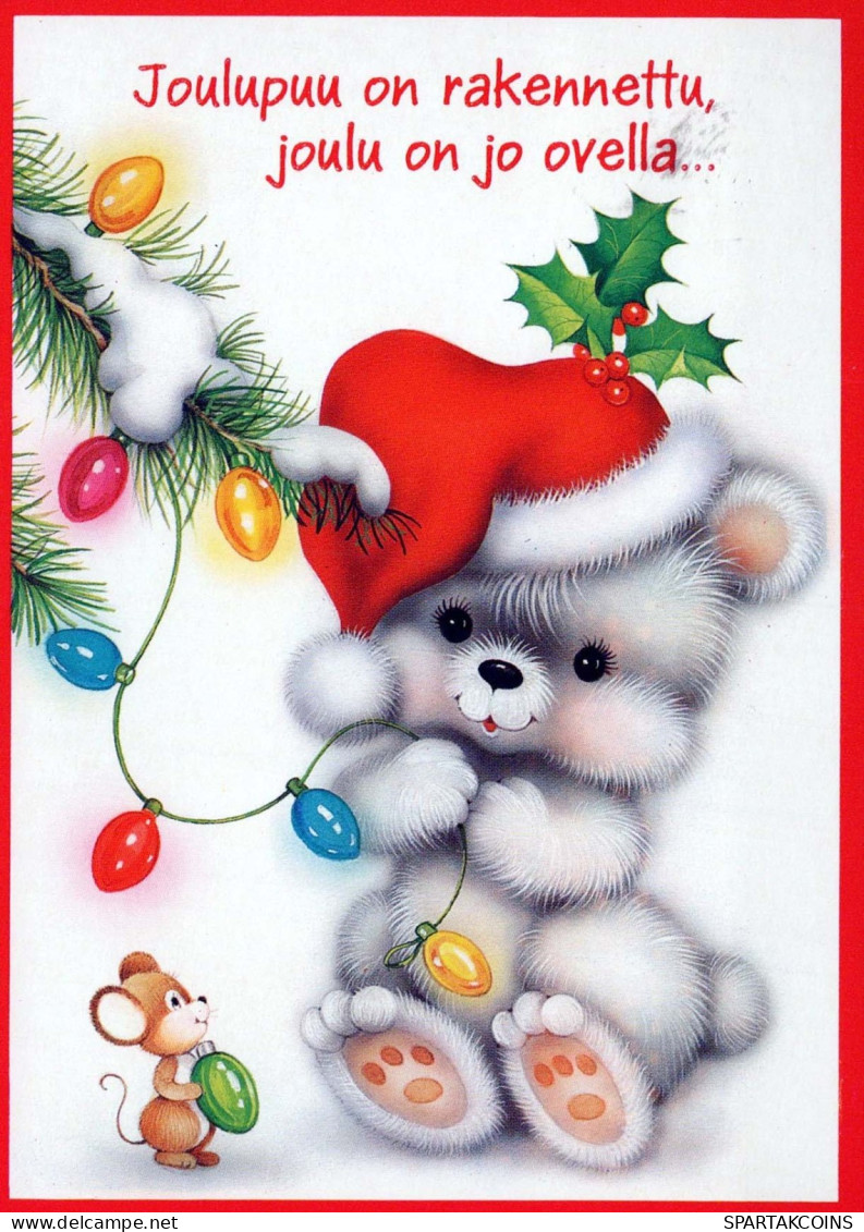 Bonne Année Noël OURS Vintage Carte Postale CPSM #PAU729.A - Neujahr