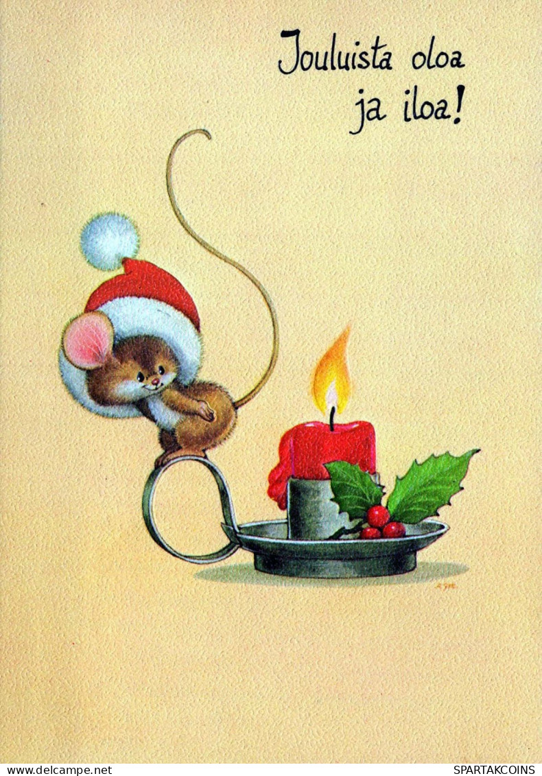 Bonne Année Noël SOURIS Vintage Carte Postale CPSM #PAU929.A - Neujahr