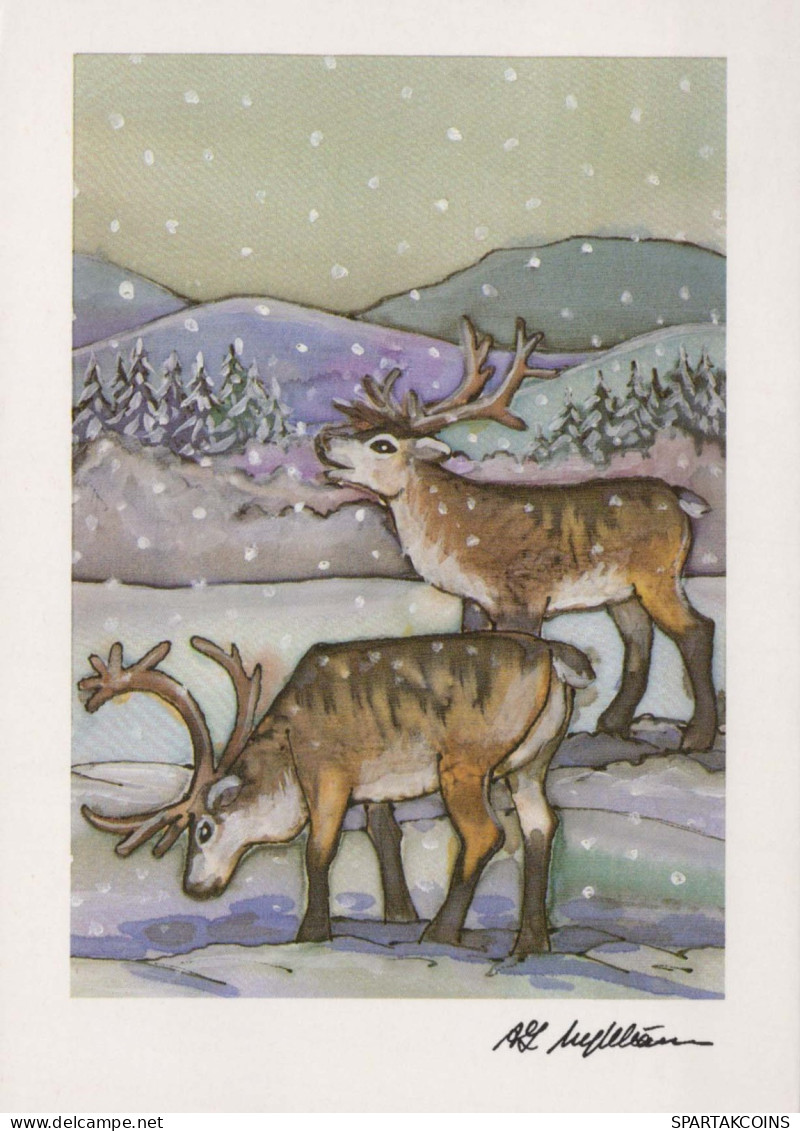 Buon Anno Natale CERVO Vintage Cartolina CPSM #PAU733.A - Neujahr