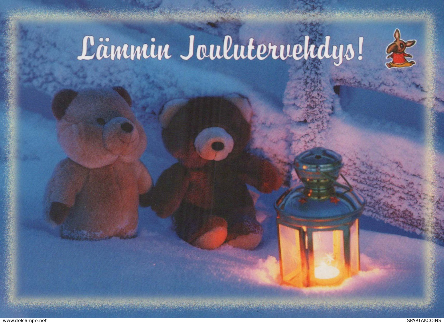 Feliz Año Navidad OSO DE PELUCHE Vintage Tarjeta Postal CPSM #PAU677.A - Neujahr
