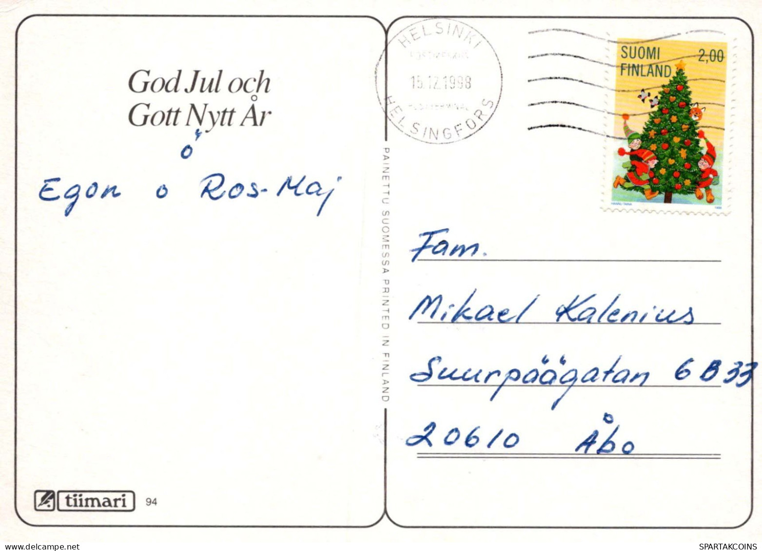 Feliz Año Navidad OSO DE PELUCHE Vintage Tarjeta Postal CPSM #PAU702.A - Neujahr