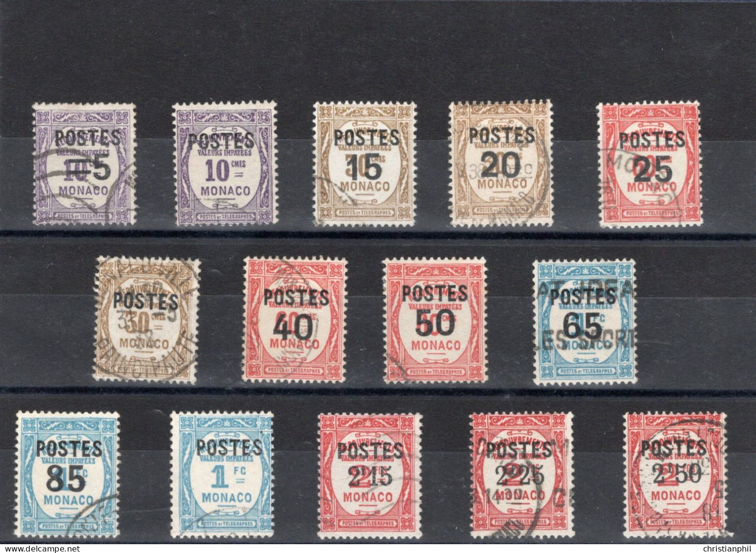 TIMBRES MONACO SURCHARGES . ANNEE 1937   N° 140 à 153. OBLITERE - Gebraucht