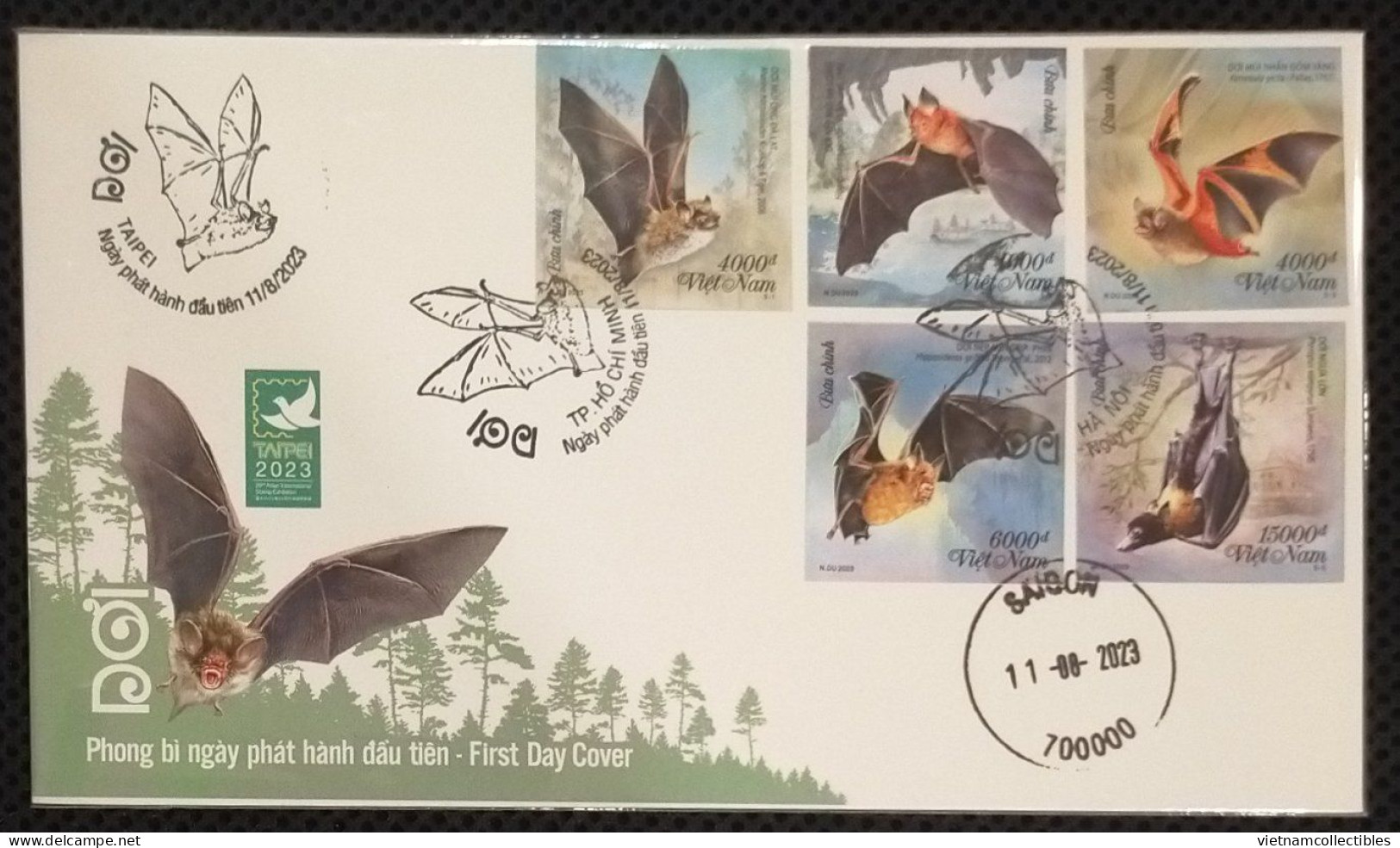 FDC Viet Nam Vietnam Cover With Imperf Stamps & Cancellations Of Hanoi, Ho Chi Minh Ciy And Tapai 2023 : BAT - Vietnam