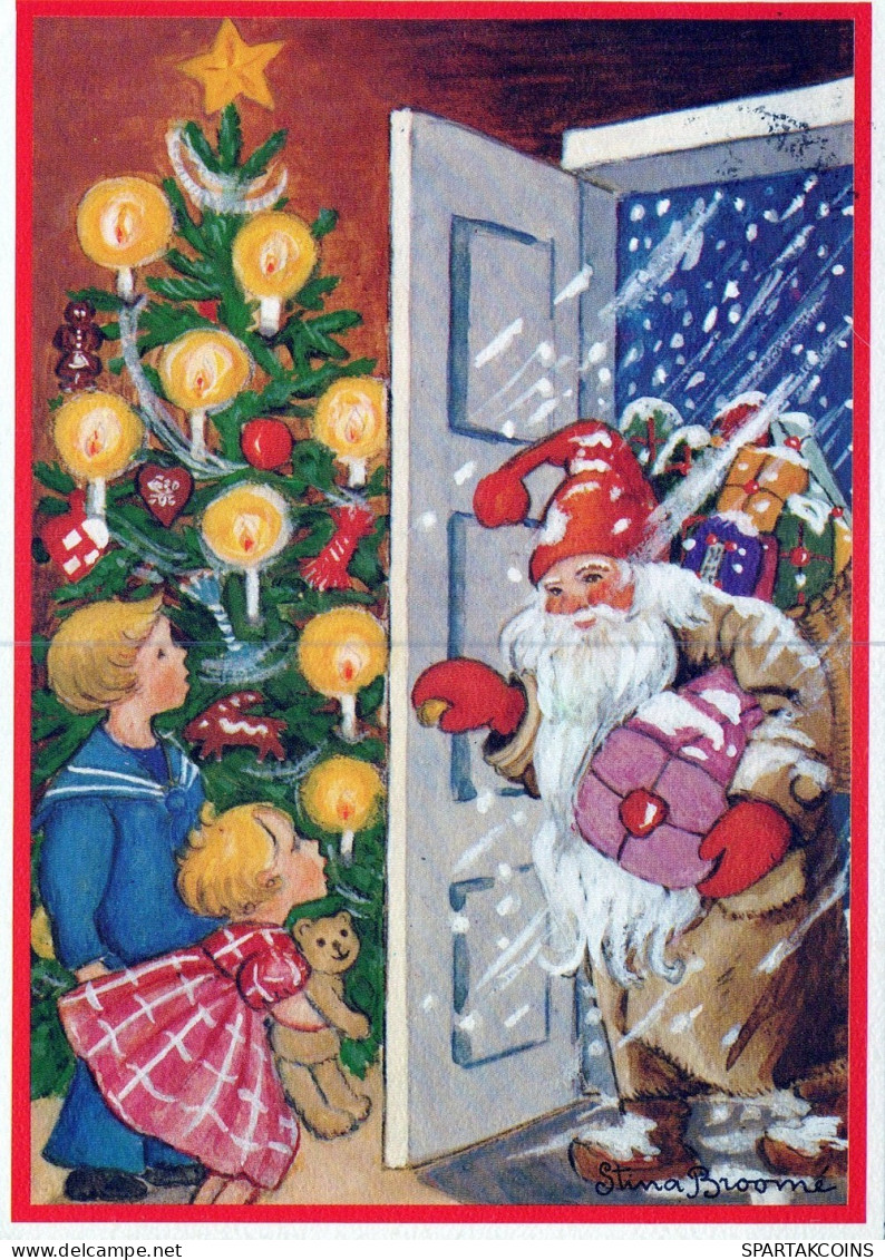 PAPÁ NOEL NIÑO NAVIDAD Fiesta Vintage Tarjeta Postal CPSM #PAK996.A - Santa Claus