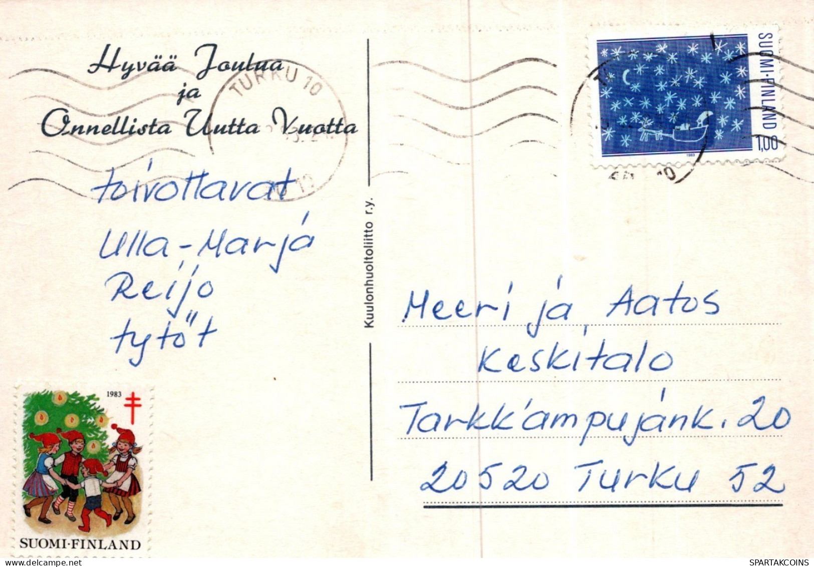 PÈRE NOËL Animaux NOËL Fêtes Voeux Vintage Carte Postale CPSM #PAK993.A - Santa Claus