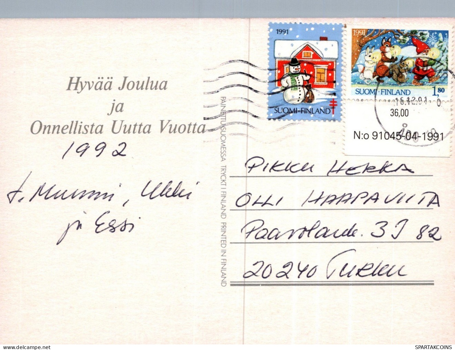PÈRE NOËL Animaux NOËL Fêtes Voeux Vintage Carte Postale CPSM #PAK656.A - Santa Claus