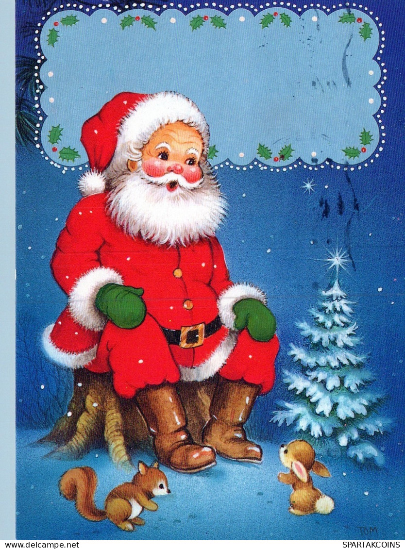 PÈRE NOËL Animaux NOËL Fêtes Voeux Vintage Carte Postale CPSM #PAK656.A - Santa Claus
