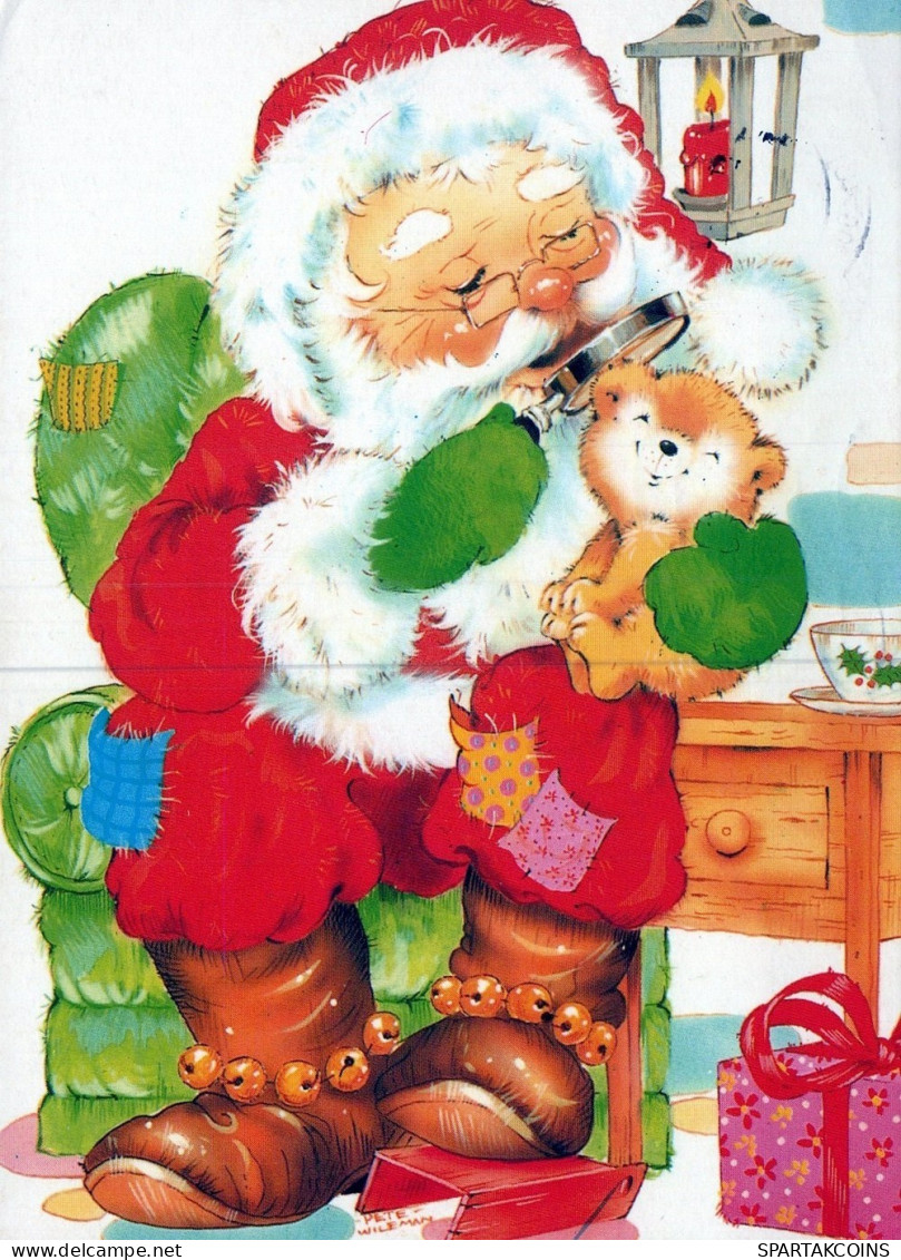 PÈRE NOËL Animaux NOËL Fêtes Voeux Vintage Carte Postale CPSM #PAK651.A - Santa Claus