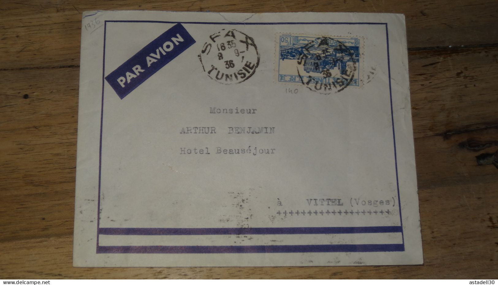 Enveloppe Tunisie, Avion, Sfax 1936   ......... Boite1 ...... 240424-54 - Cartas & Documentos