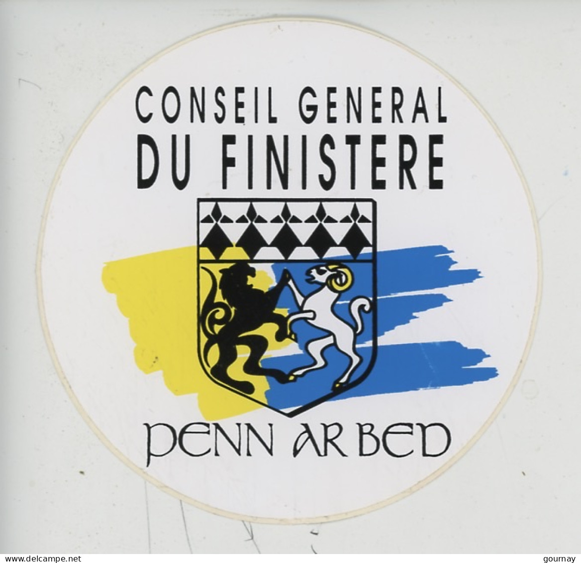 Finistère, Autocollant "Conseil Général Du Finistère" Penn Ar Bed (10 Cm Diam) - Autres & Non Classés