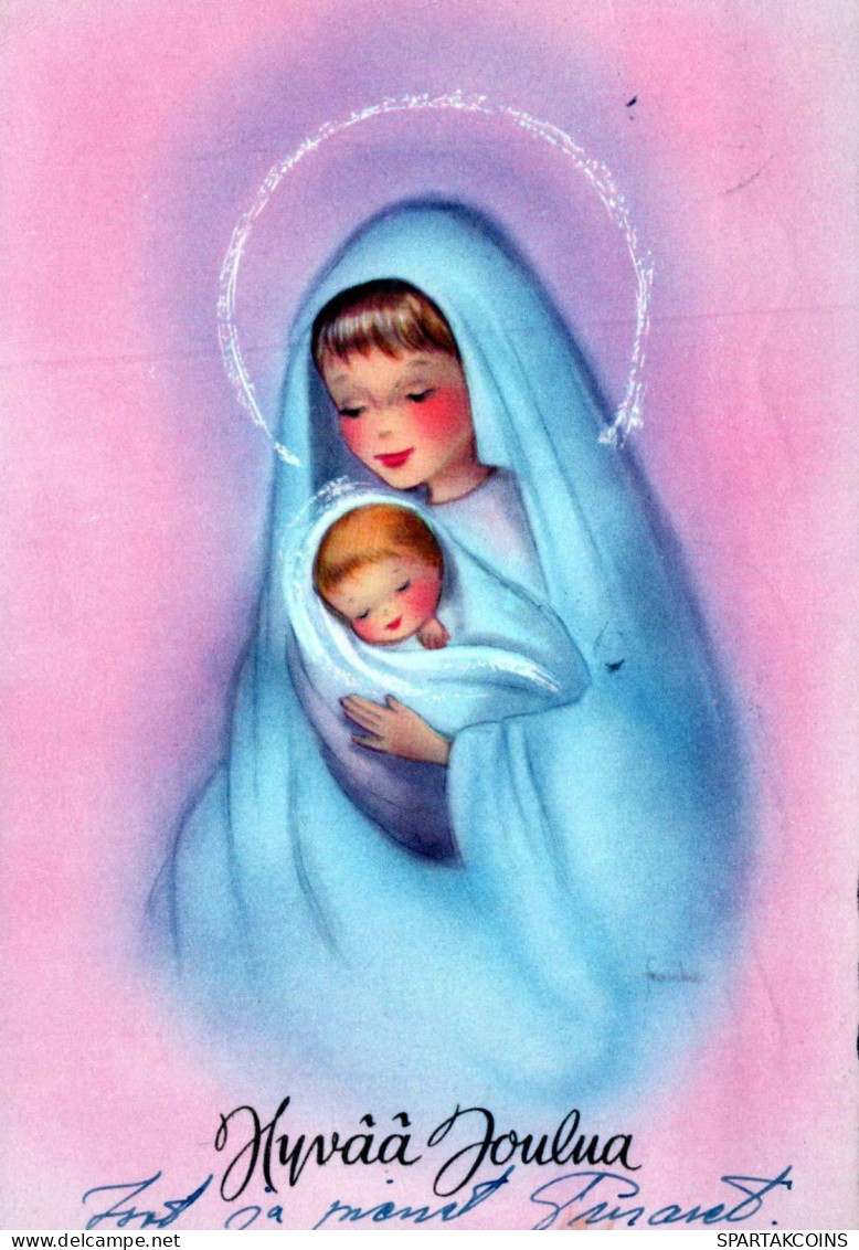 Vierge Marie Madone Bébé JÉSUS Religion Vintage Carte Postale CPSM #PBQ051.A - Jungfräuliche Marie Und Madona