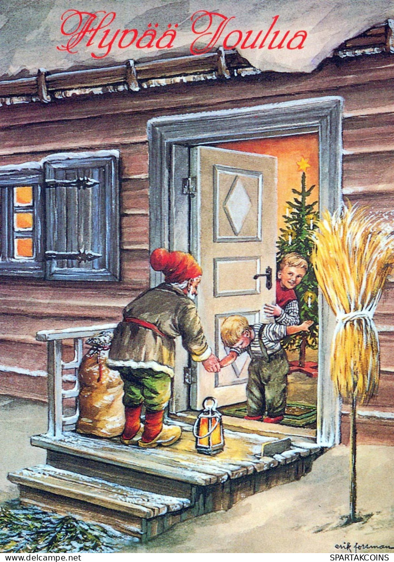 PAPÁ NOEL Feliz Año Navidad GNOMO Vintage Tarjeta Postal CPSM #PBL879.A - Santa Claus