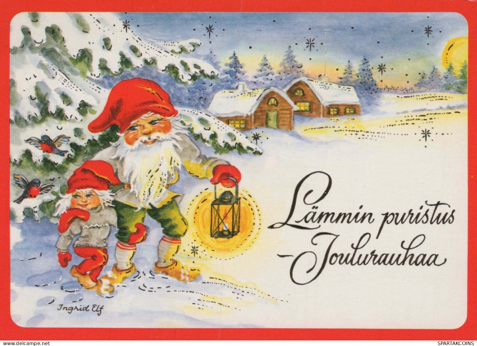 SANTA CLAUS Happy New Year Christmas GNOME Vintage Postcard CPSM #PBL788.A - Santa Claus