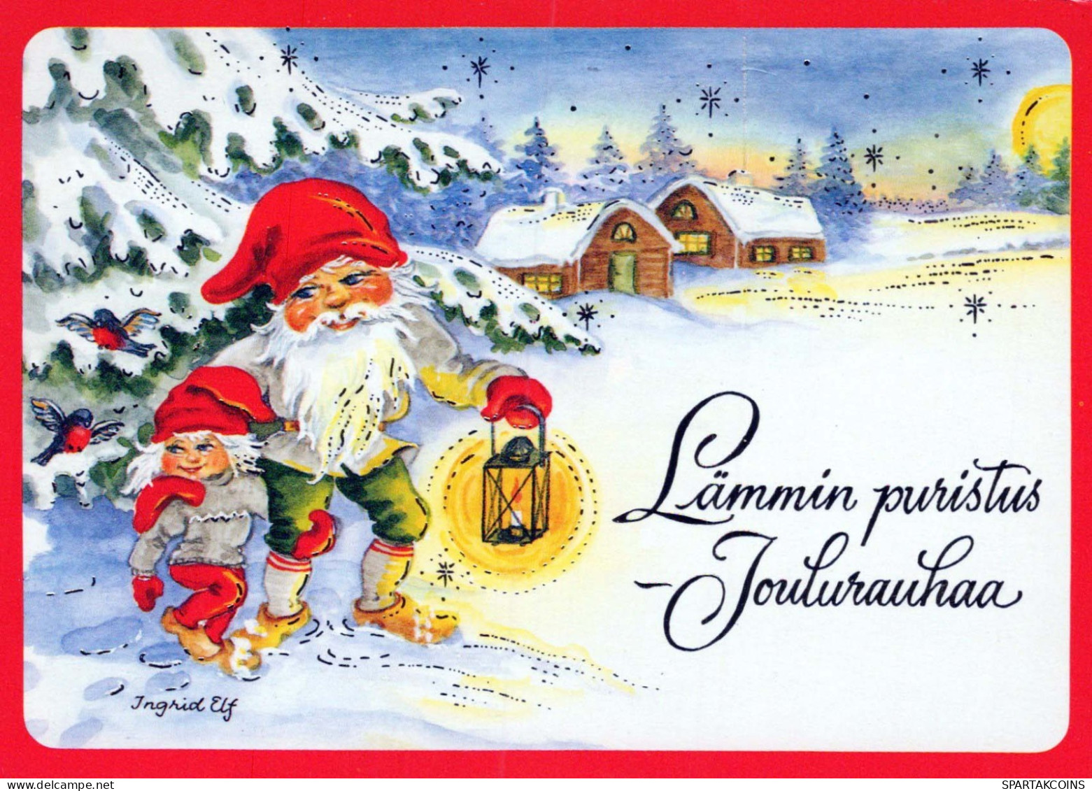 SANTA CLAUS Happy New Year Christmas GNOME Vintage Postcard CPSM #PBL788.A - Santa Claus